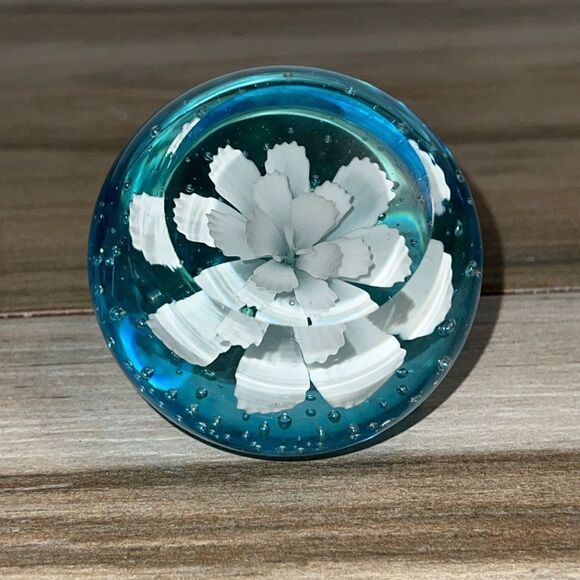 Handcraft GlassWhite Bubble Glass Paperweight - Picture 1 of 7